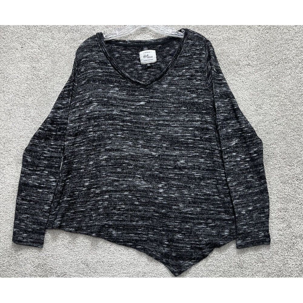 COTTON ON KNIT WEAR Womens L Sweater Long Sleeve V Neck Heather gray hi low hem